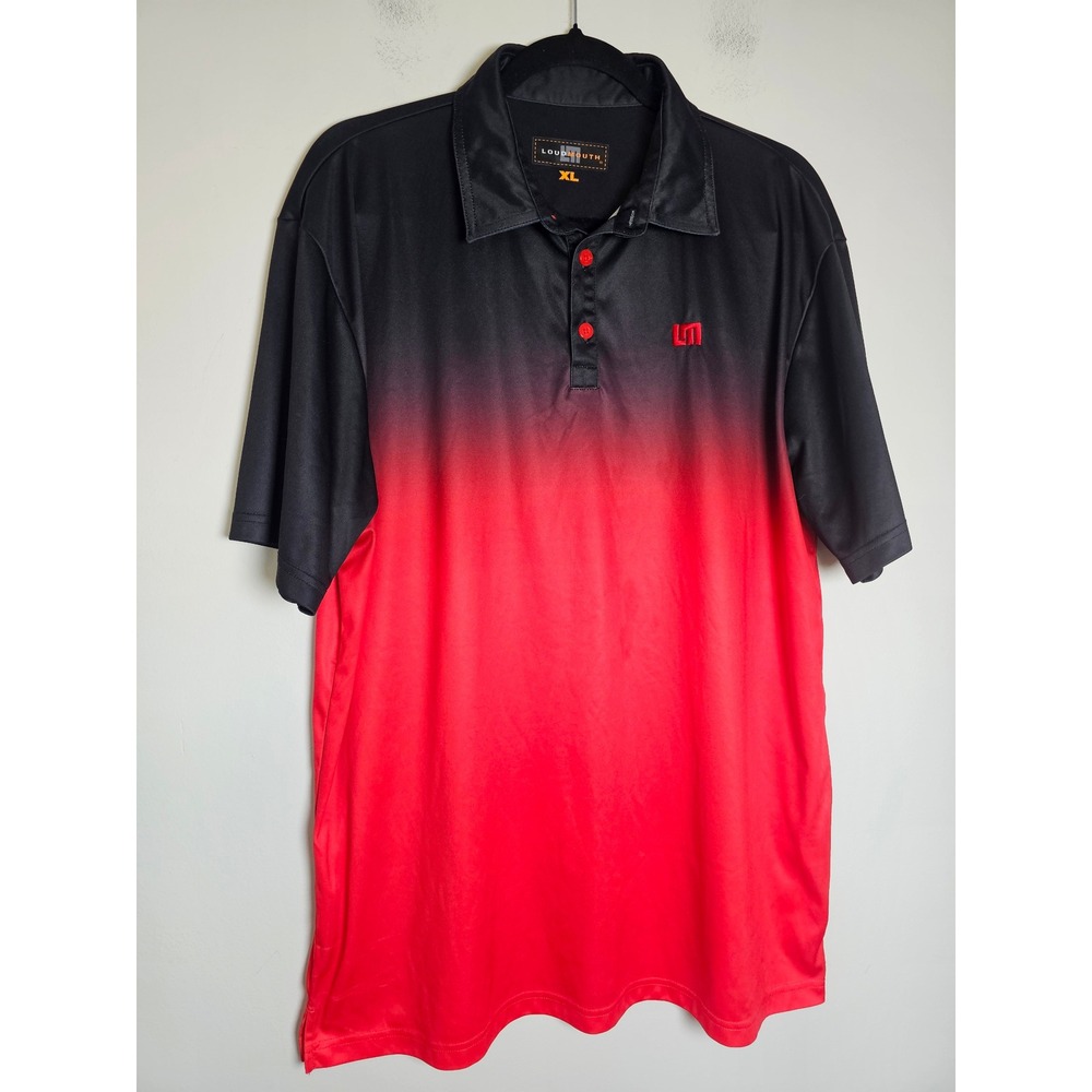 Bold/Sporty Loudmouth Golf Polo Shirt Mens XL Black Red Ombre Gradient Short Slv